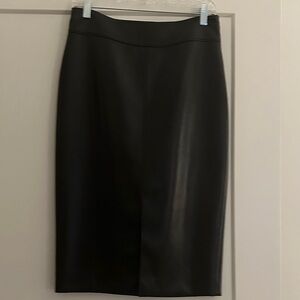 Aritzia Classic Black Leather Pencil Skirt